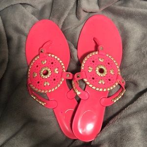 Like new hot pink and gold jack roger sandals